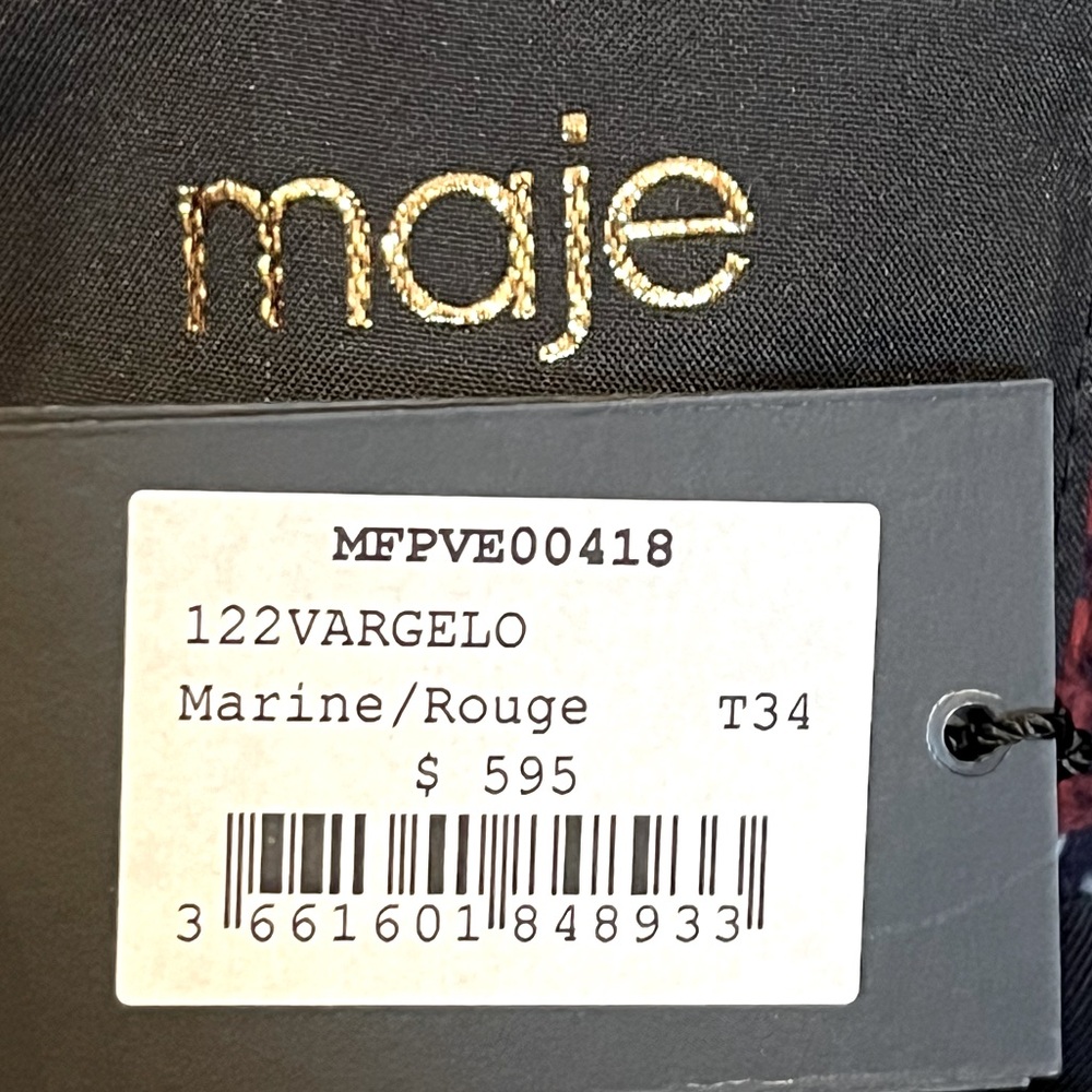 NWT Maje Vargelo Houndstooth Blazer—1 Missing inner top snap (comes with extra) - Picture 6 of 7